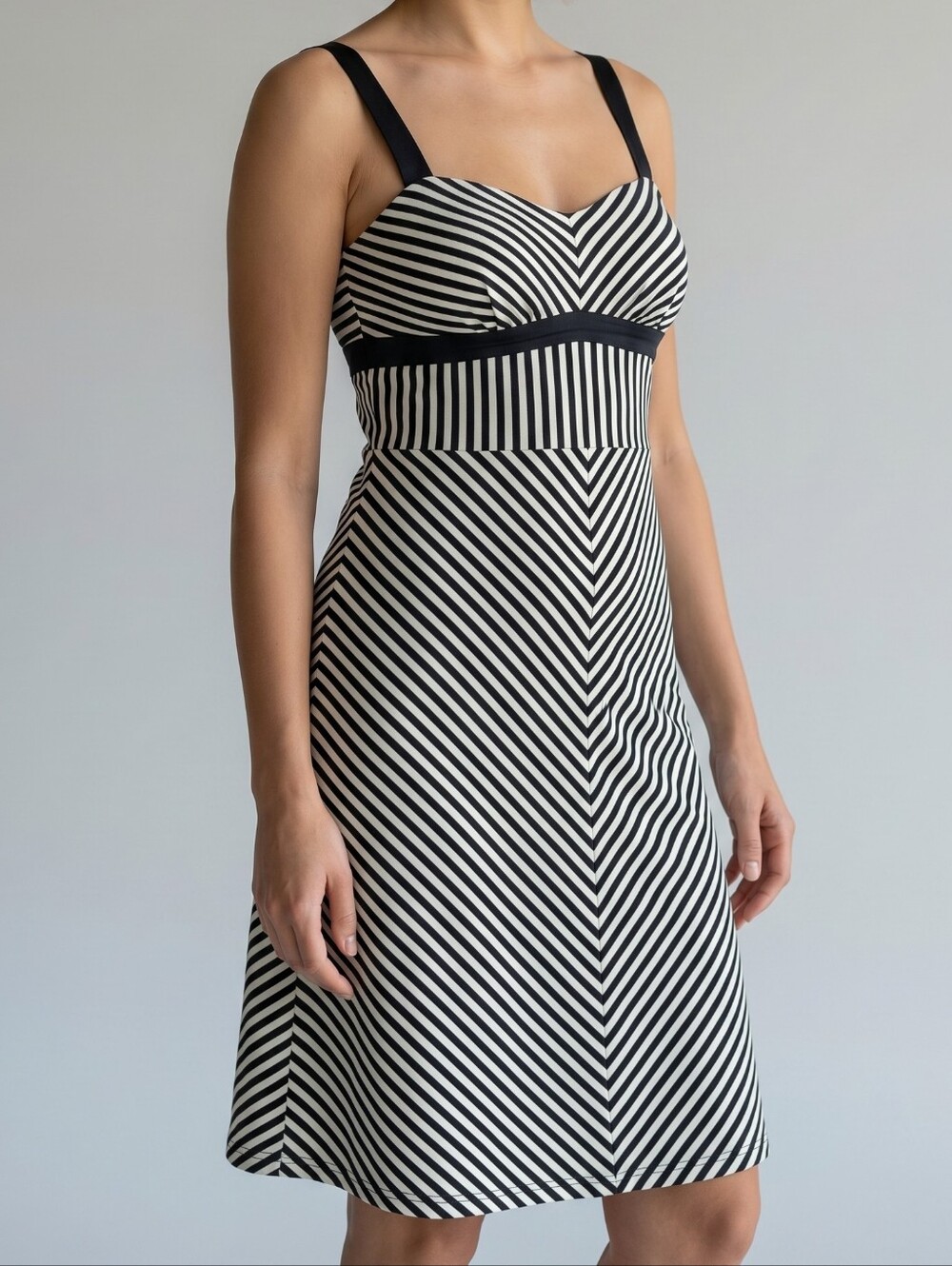 Athleta Pura Striped Black & White Swim Dress 32BC